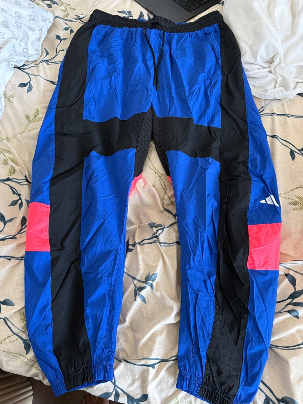 adidas Urban Woven Cuffed Track Pants Jogger Royal Blue Mens Large